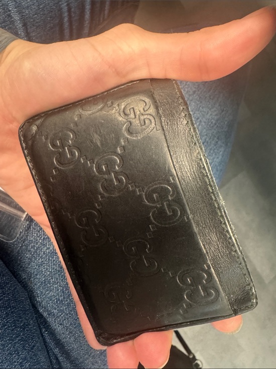 Gucci Accessories - Gucci Black Embossed Leather Card Case